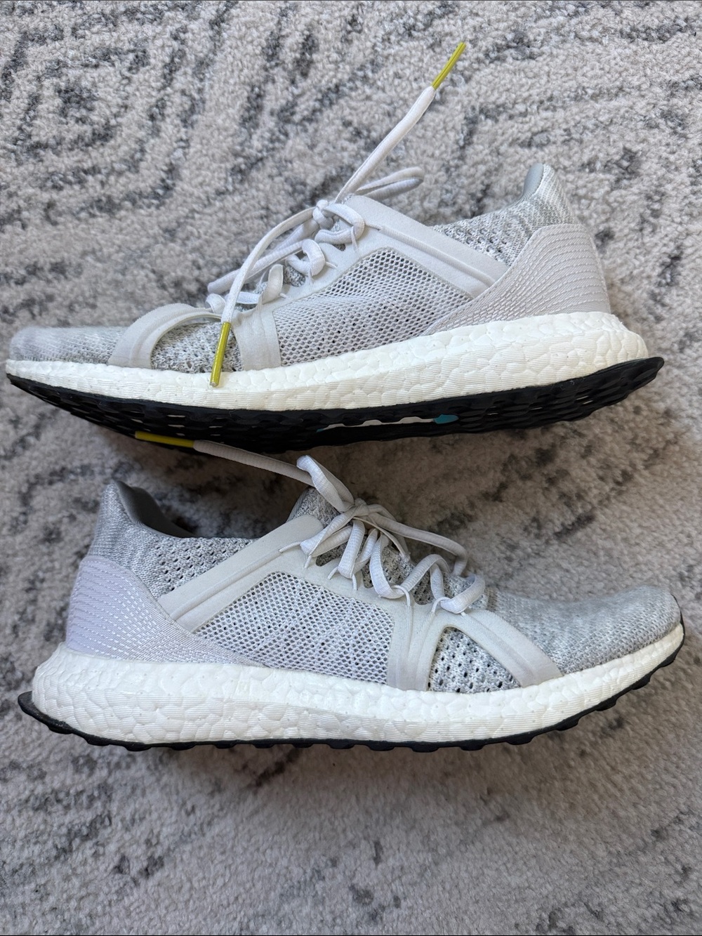 Women’s Adidas x Stella McCartney Cloudfoam White Knit Running Shoes - Picture 2 of 7